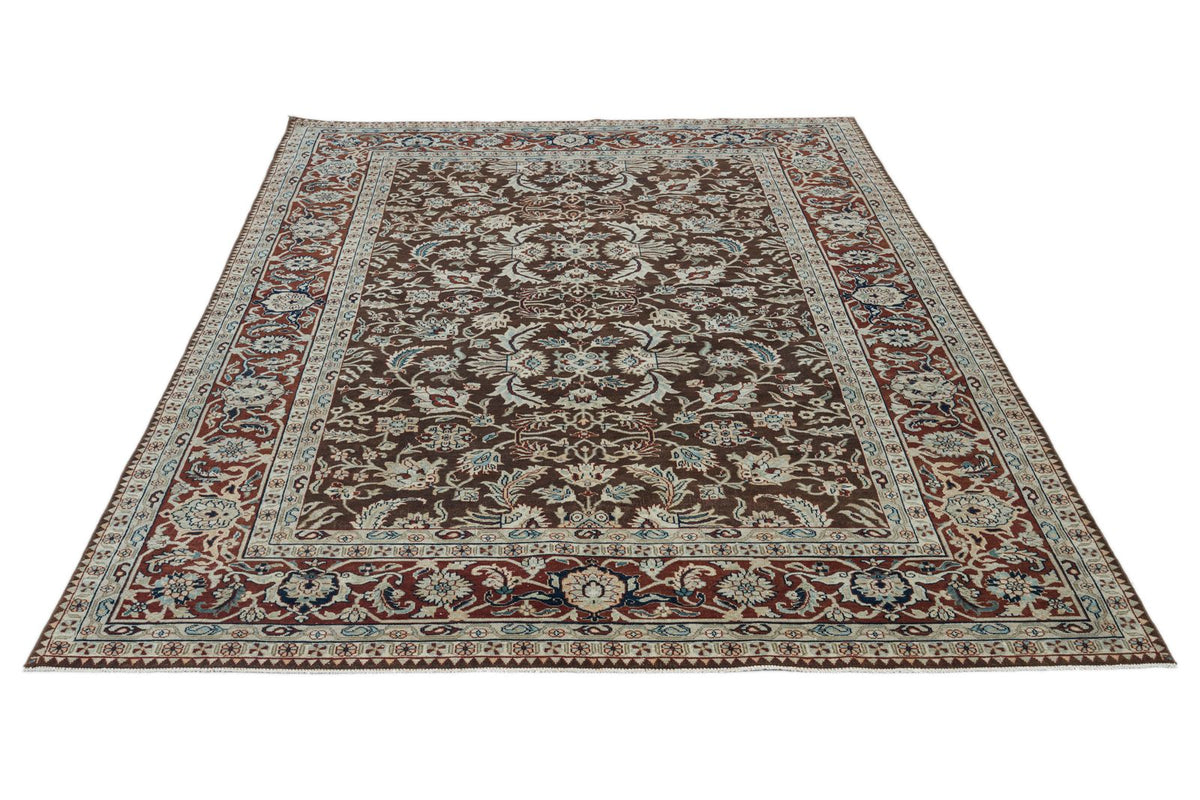 6x9 Brown and Rust Turkish Traditional Rug