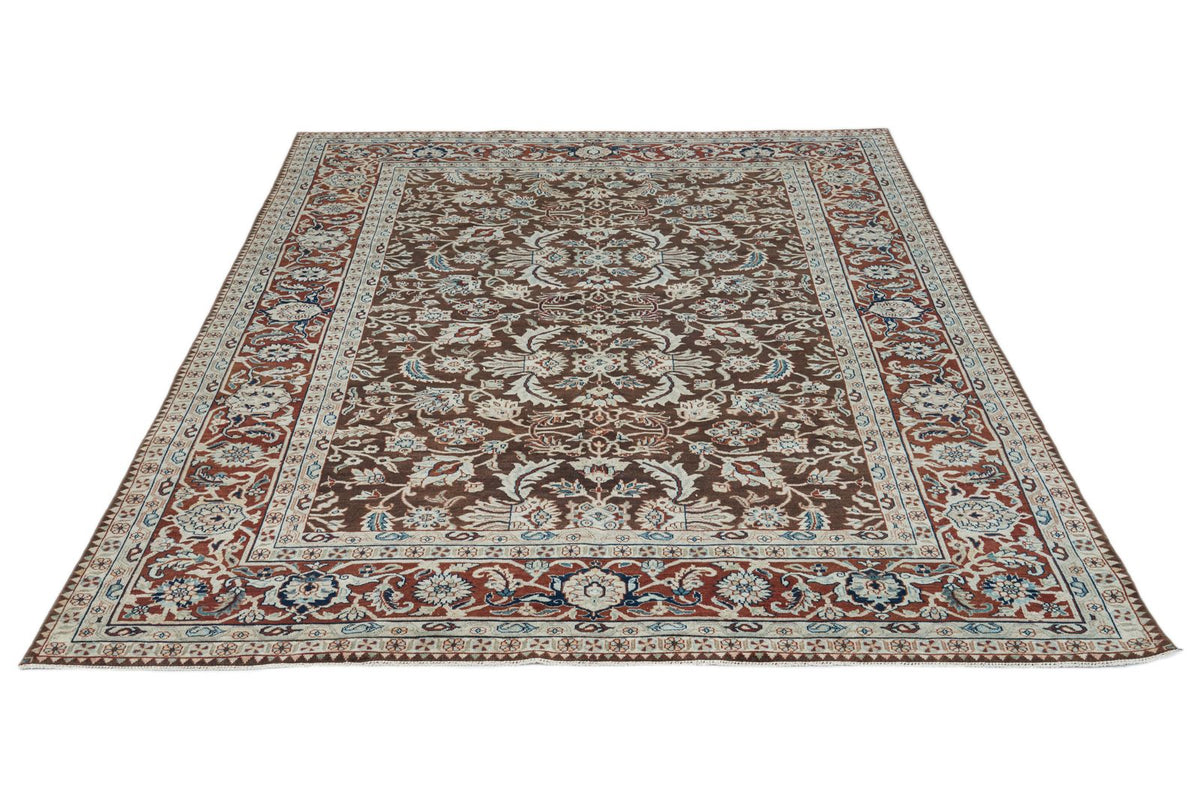 6x9 Brown and Rust Turkish Traditional Rug
