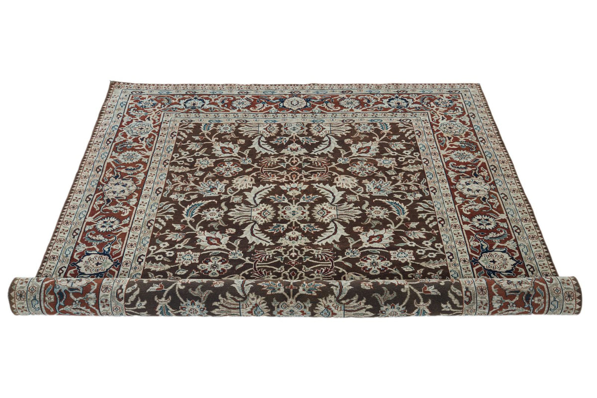 6x9 Brown and Rust Turkish Traditional Rug