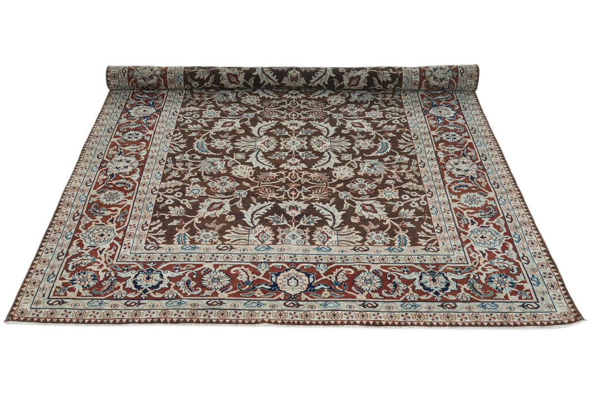 6x9 Brown and Rust Turkish Traditional Rug