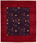 8x9 Red and Navy Turkish Oushak Rug