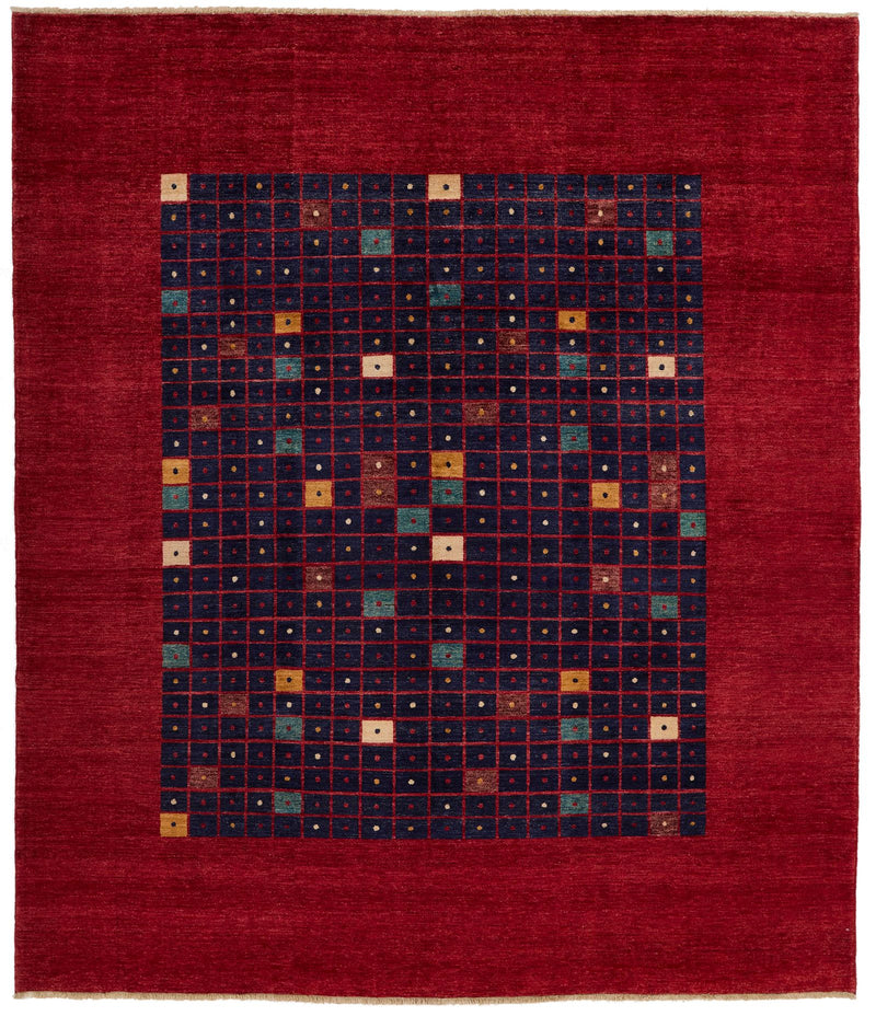 8x9 Red and Navy Turkish Oushak Rug