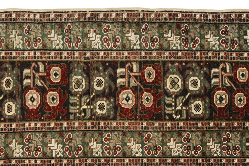 4x6 Ivory and Green Turkish Traditional Rug