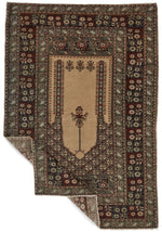 4x6 Ivory and Green Turkish Traditional Rug