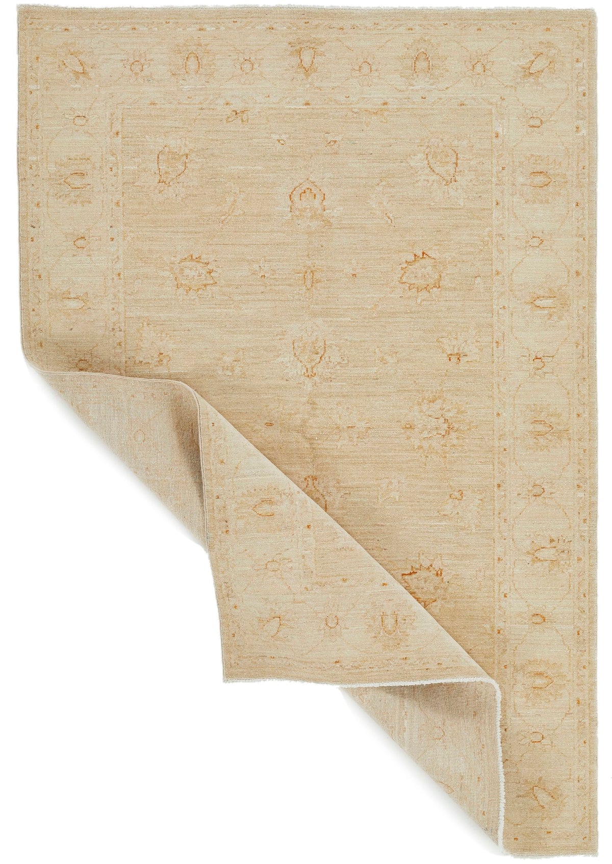 4x6 Light Brown and Ivory Turkish Oushak Rug