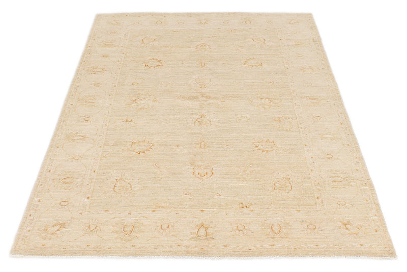 4x6 Light Brown and Ivory Turkish Oushak Rug