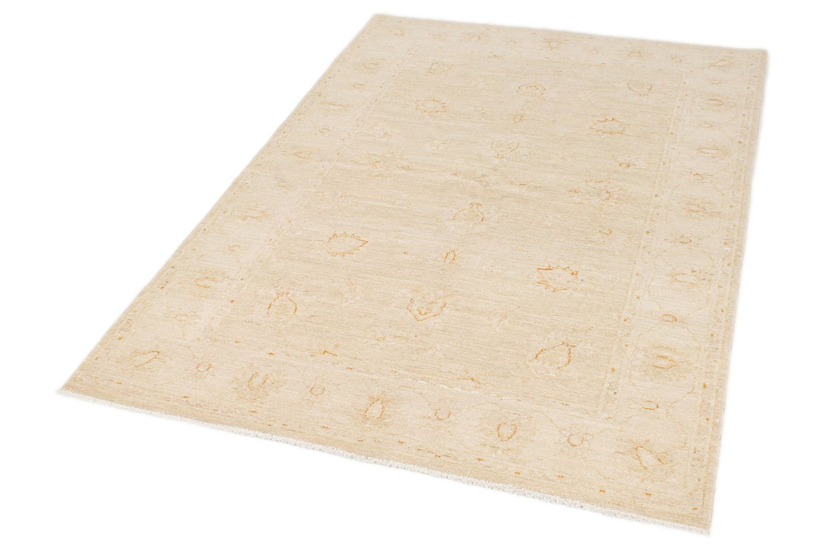 4x6 Light Brown and Ivory Turkish Oushak Rug