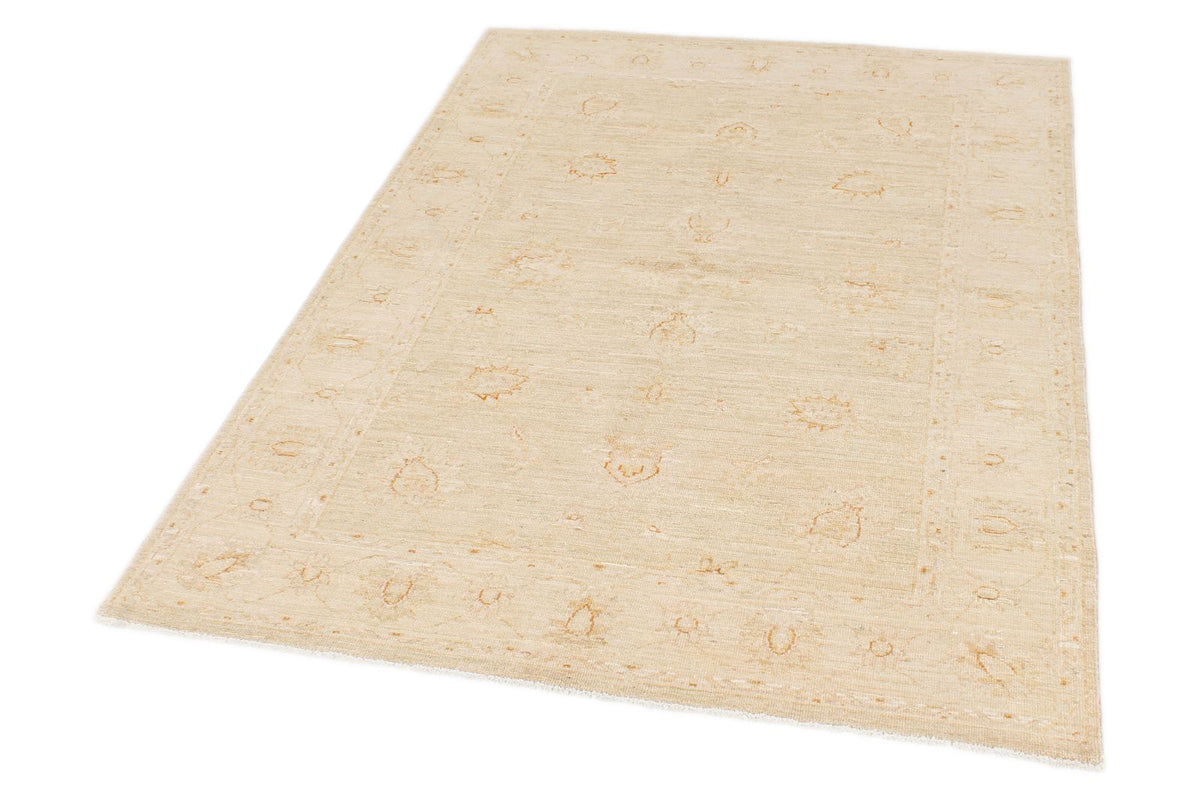4x6 Light Brown and Ivory Turkish Oushak Rug