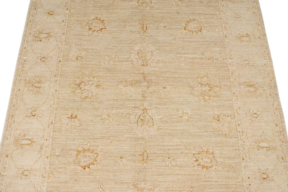 4x6 Light Brown and Ivory Turkish Oushak Rug