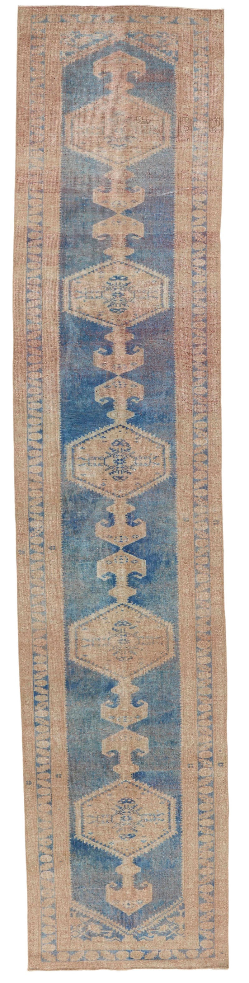 3x14 Navy and Ivory Anatolian Tribal Runner