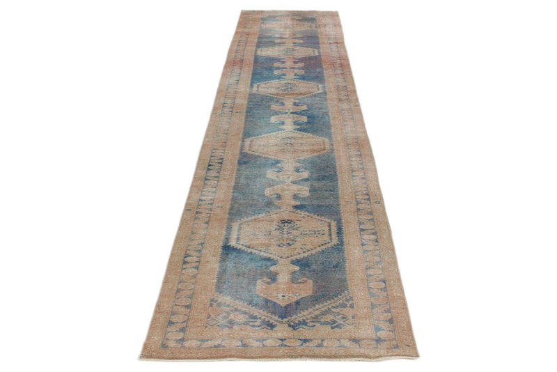 3x14 Navy and Ivory Anatolian Tribal Runner