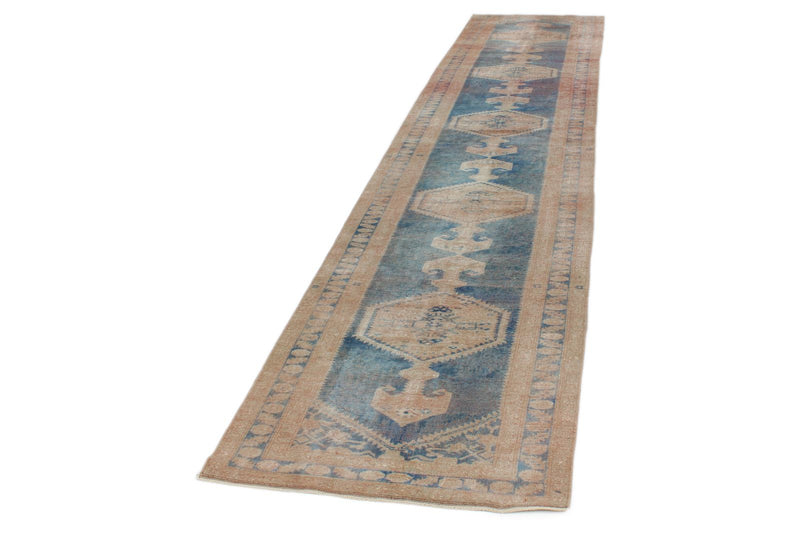 3x14 Navy and Ivory Anatolian Tribal Runner