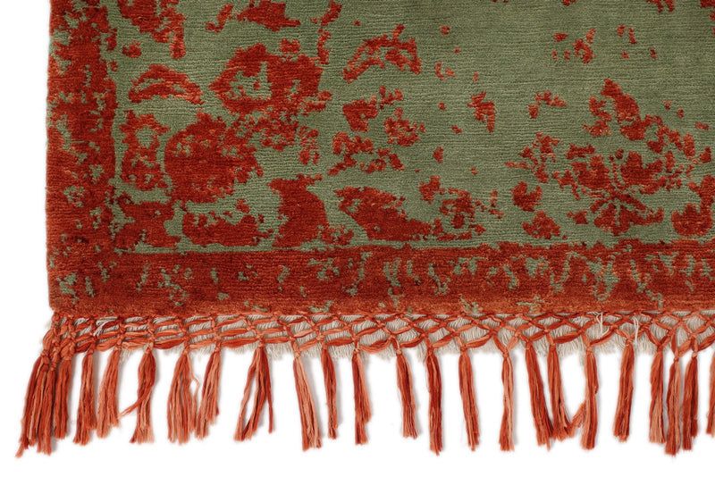 8x10 Rust and Green Turkish Traditional Rug