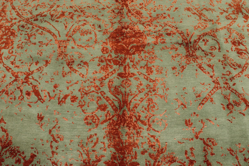 8x10 Rust and Green Turkish Traditional Rug