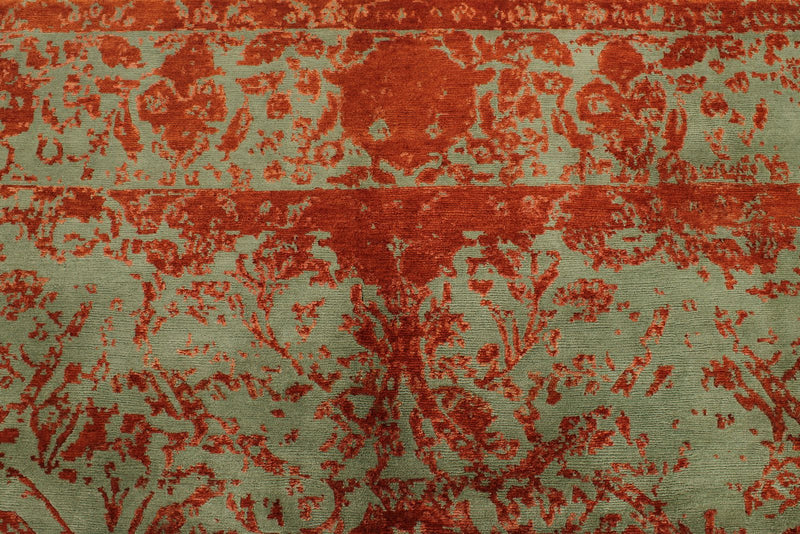 8x10 Rust and Green Turkish Traditional Rug