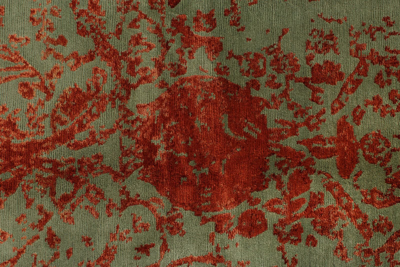8x10 Rust and Green Turkish Traditional Rug