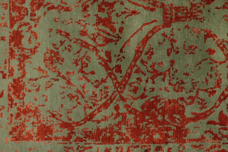 8x10 Rust and Green Turkish Traditional Rug