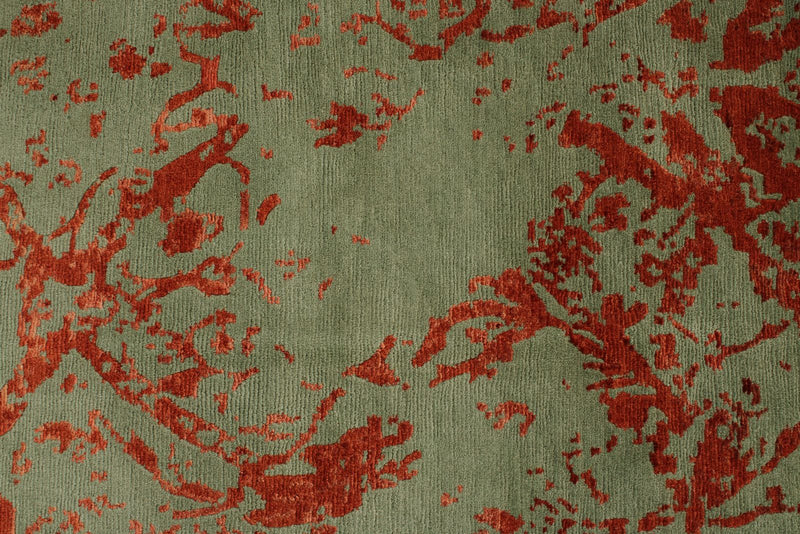 8x10 Rust and Green Turkish Traditional Rug