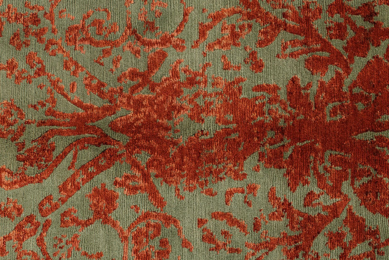 8x10 Rust and Green Turkish Traditional Rug