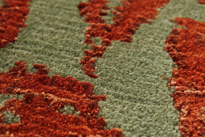 8x10 Rust and Green Turkish Traditional Rug