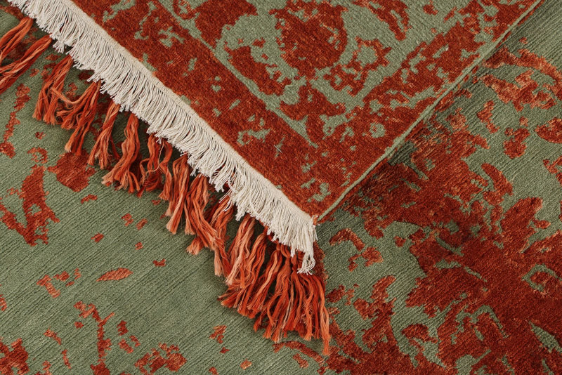 8x10 Rust and Green Turkish Traditional Rug