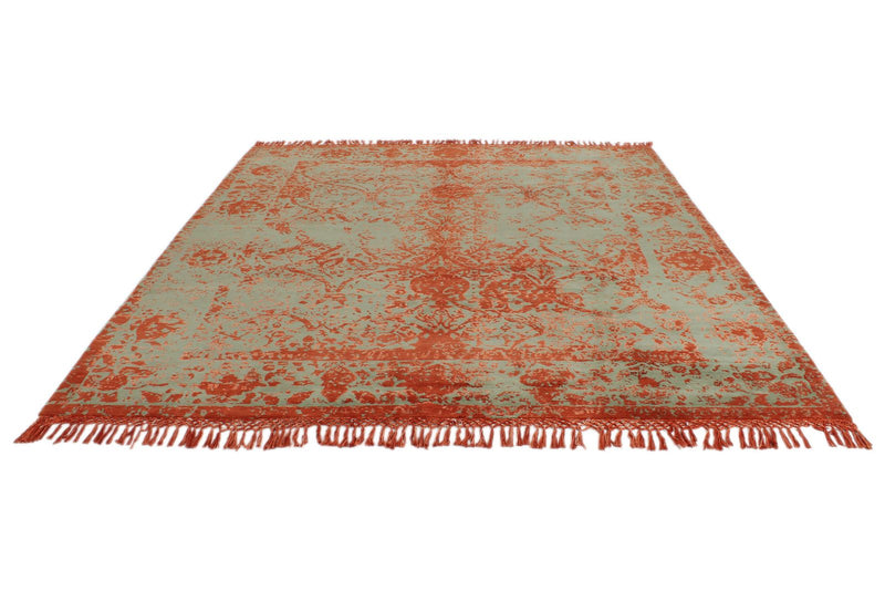 8x10 Rust and Green Turkish Traditional Rug