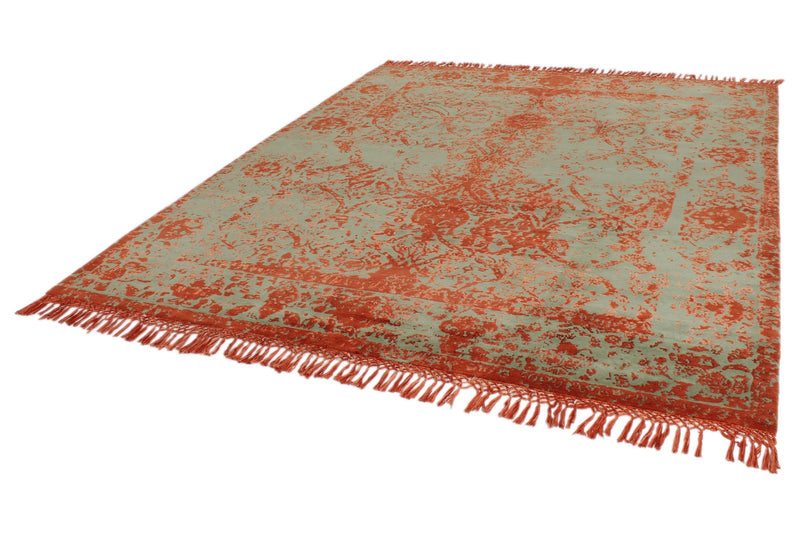 8x10 Rust and Green Turkish Traditional Rug
