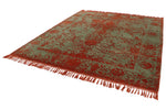 8x10 Rust and Green Turkish Traditional Rug