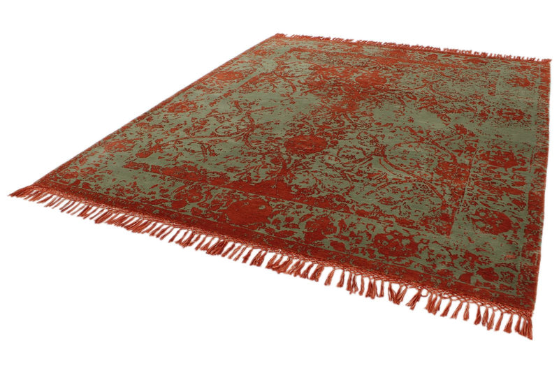 8x10 Rust and Green Turkish Traditional Rug
