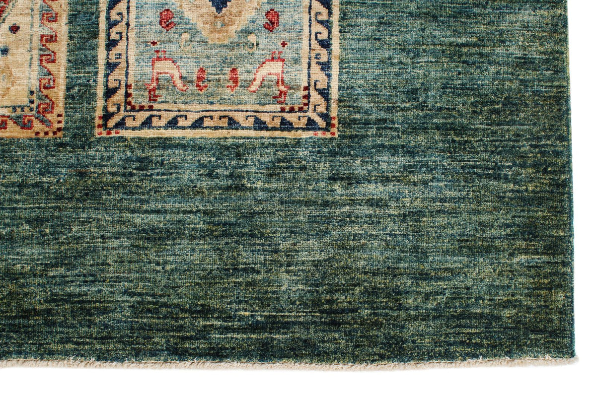 8x10 Green and Multicolor Kazak Tribal Rug