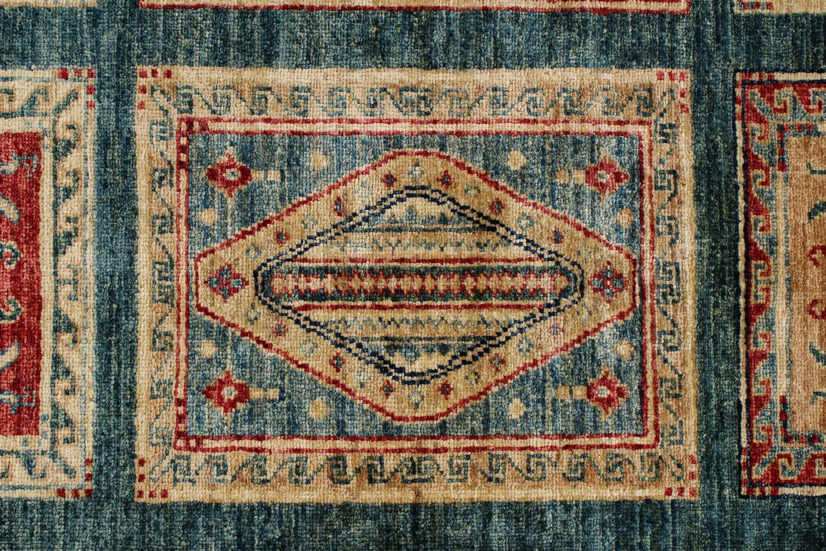 8x10 Green and Multicolor Kazak Tribal Rug