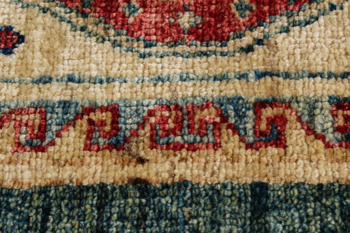 8x10 Green and Multicolor Kazak Tribal Rug