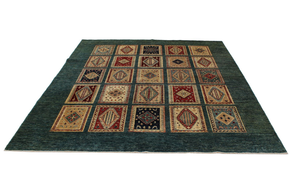 8x10 Green and Multicolor Kazak Tribal Rug