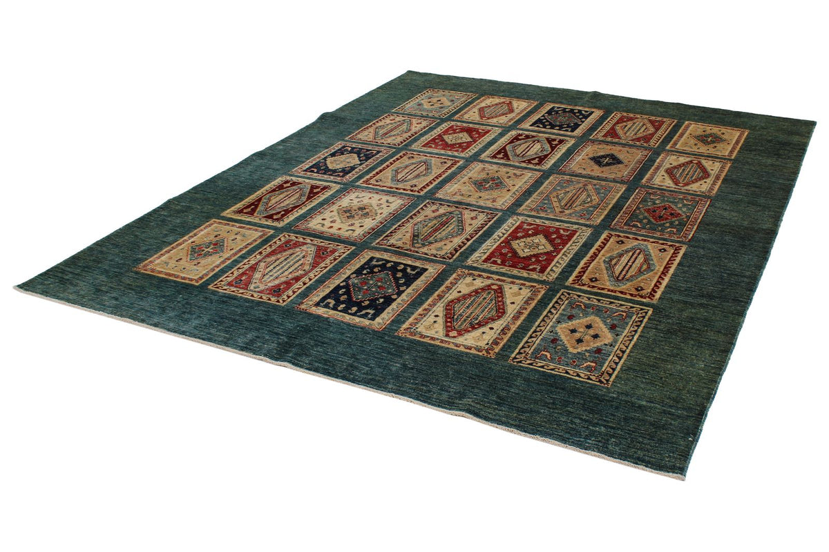 8x10 Green and Multicolor Kazak Tribal Rug