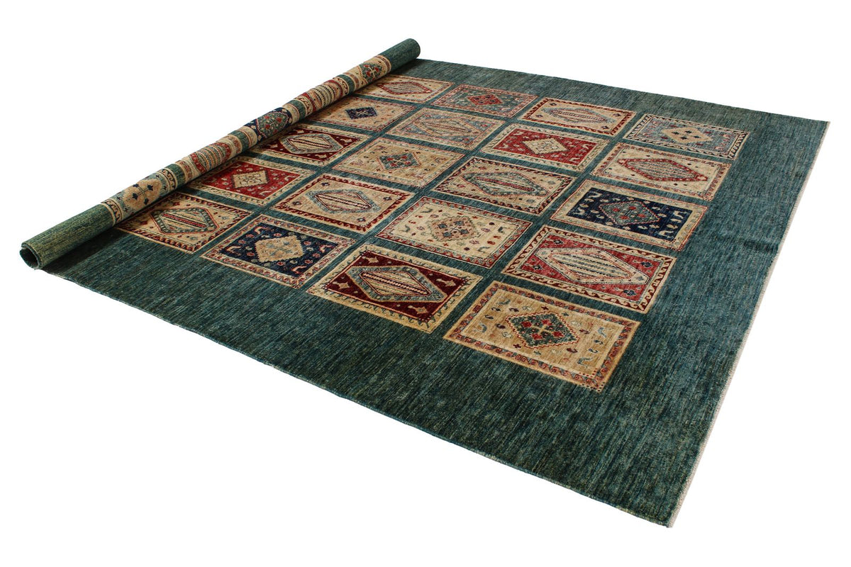 8x10 Green and Multicolor Kazak Tribal Rug