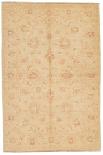 4x7 Beige and Red Turkish Oushak Rug