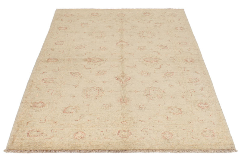 4x7 Beige and Red Turkish Oushak Rug