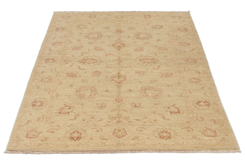 4x7 Beige and Red Turkish Oushak Rug