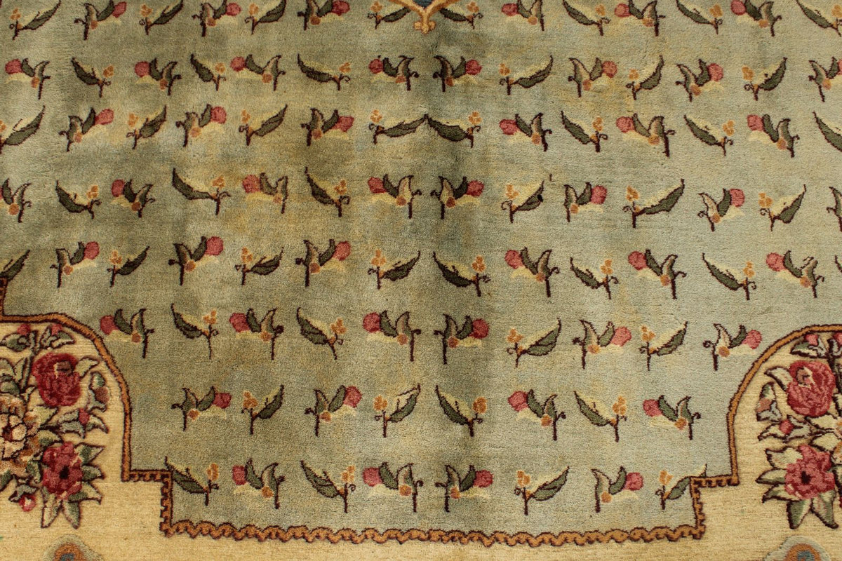 7x11 Blue and Ivory Turkish Silk Rug
