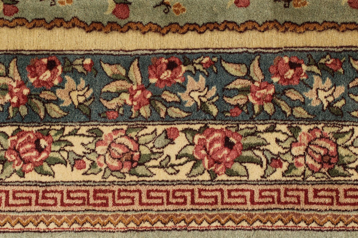 7x11 Blue and Ivory Turkish Silk Rug