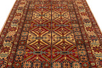 6x8 Red and Beige Kazak Tribal Rug