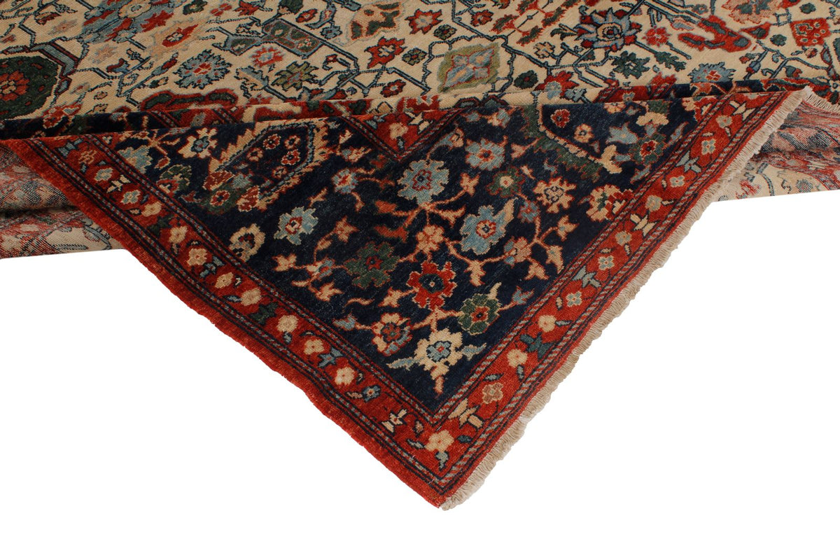 9x12 Ivory and Navy Turkish Traditional Rug