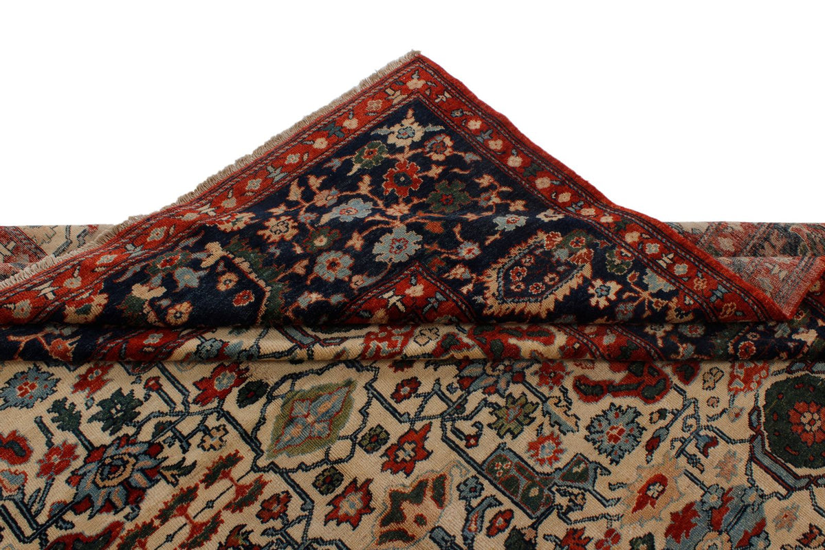 9x12 Ivory and Navy Turkish Traditional Rug
