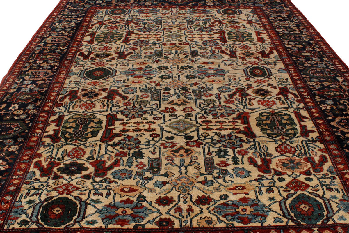 9x12 Ivory and Navy Turkish Traditional Rug