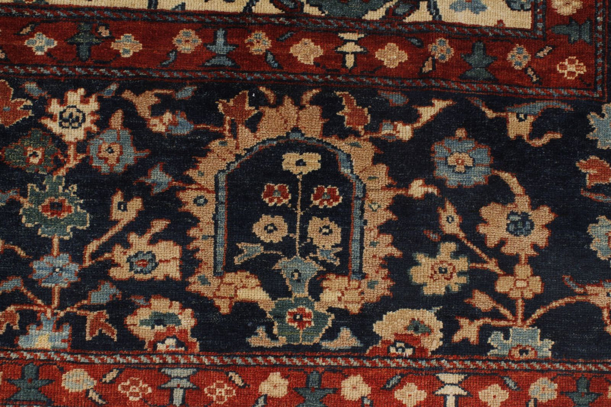 9x12 Ivory and Navy Turkish Traditional Rug
