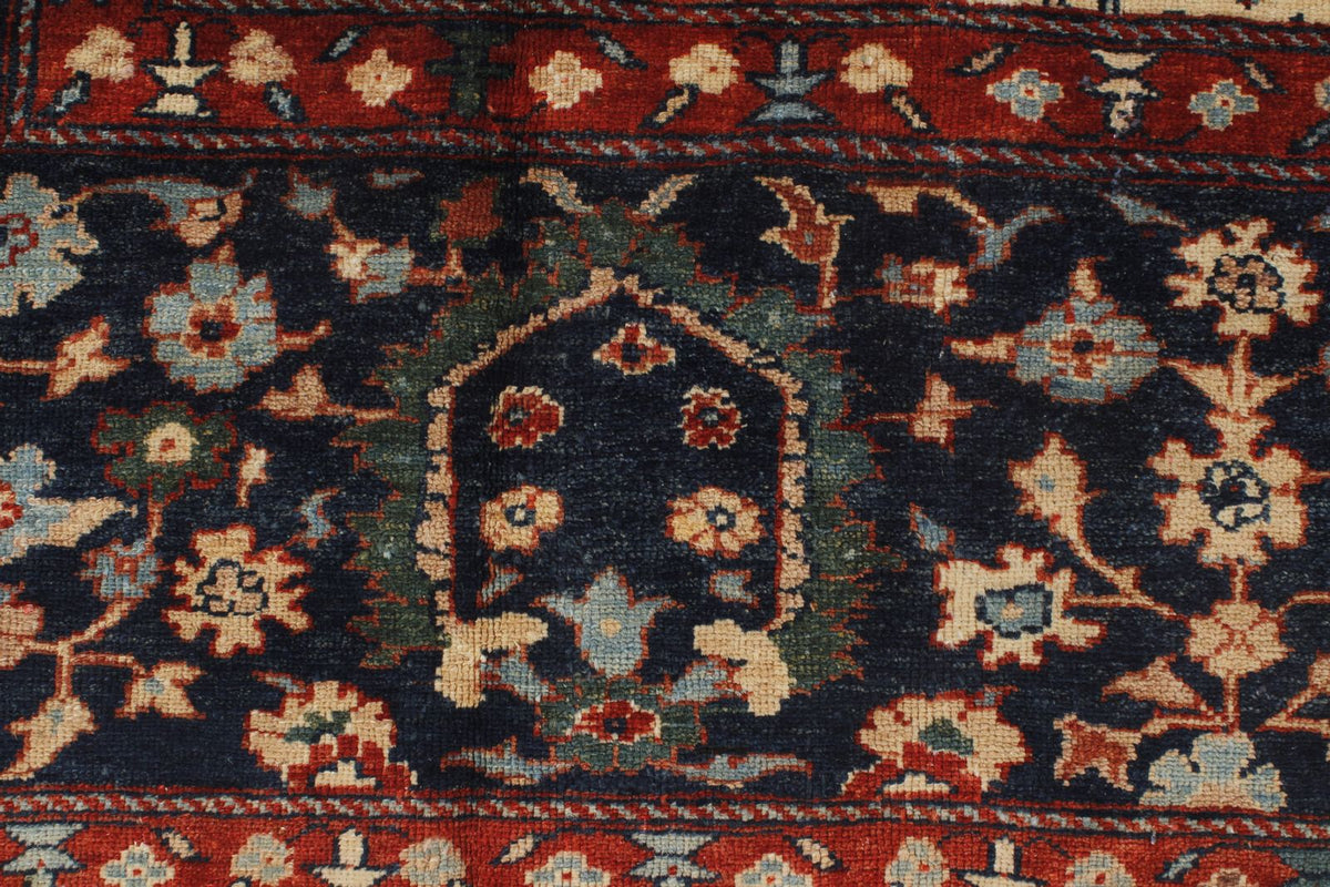 9x12 Ivory and Navy Turkish Traditional Rug