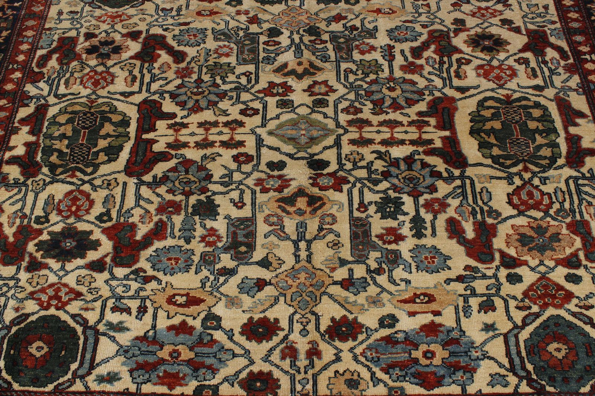 9x12 Ivory and Navy Turkish Traditional Rug