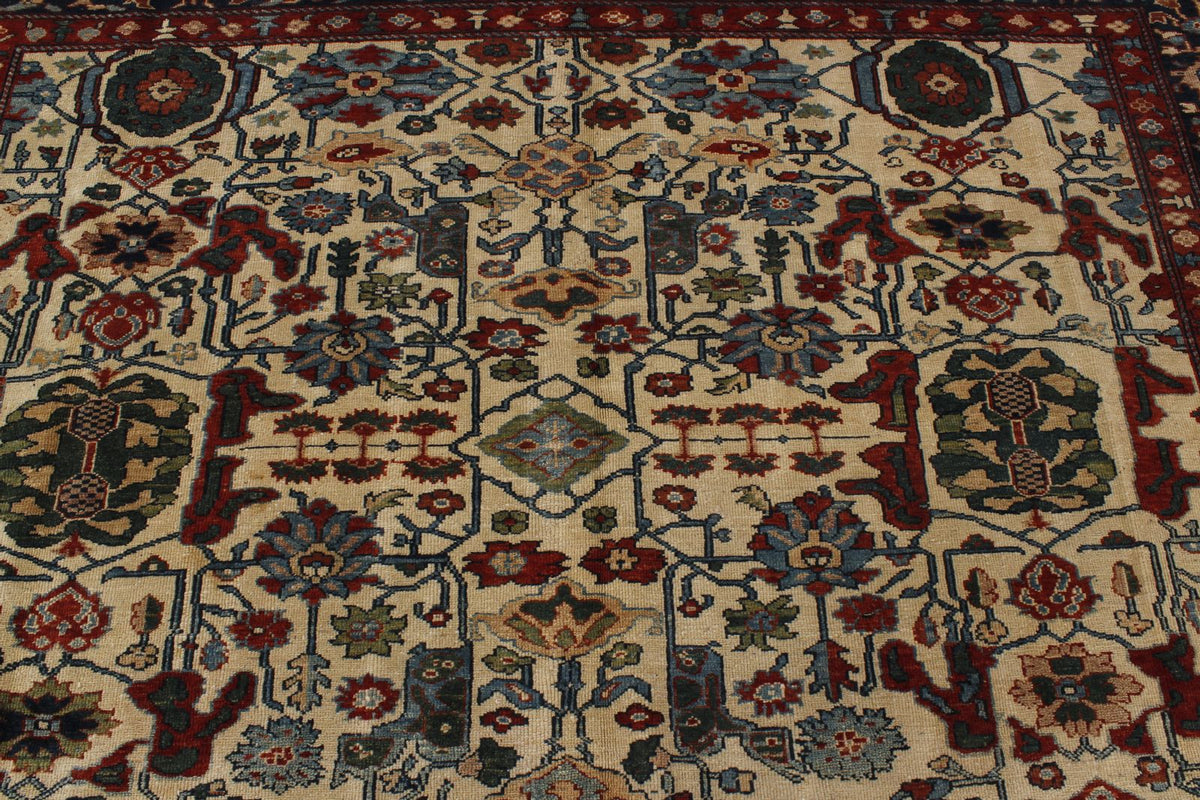 9x12 Ivory and Navy Turkish Traditional Rug