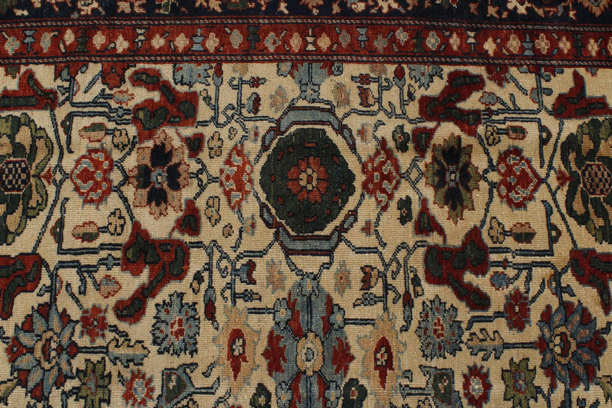 9x12 Ivory and Navy Turkish Traditional Rug