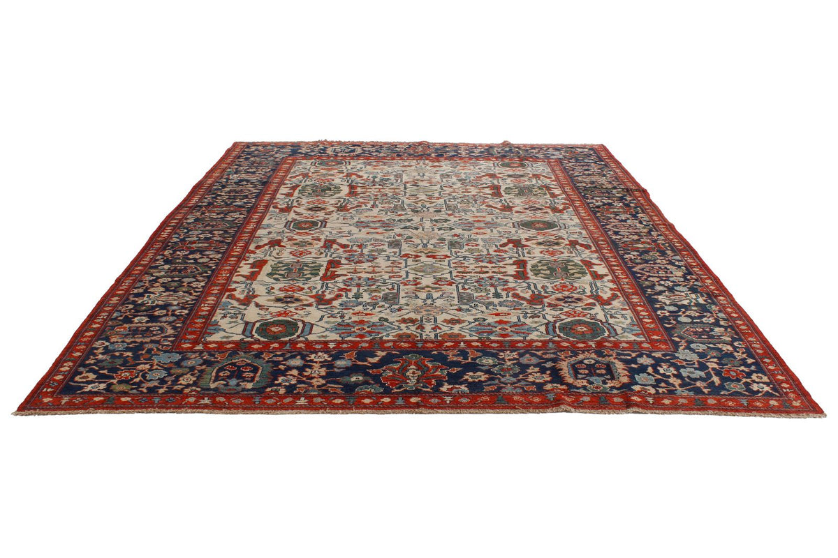 9x12 Ivory and Navy Turkish Traditional Rug
